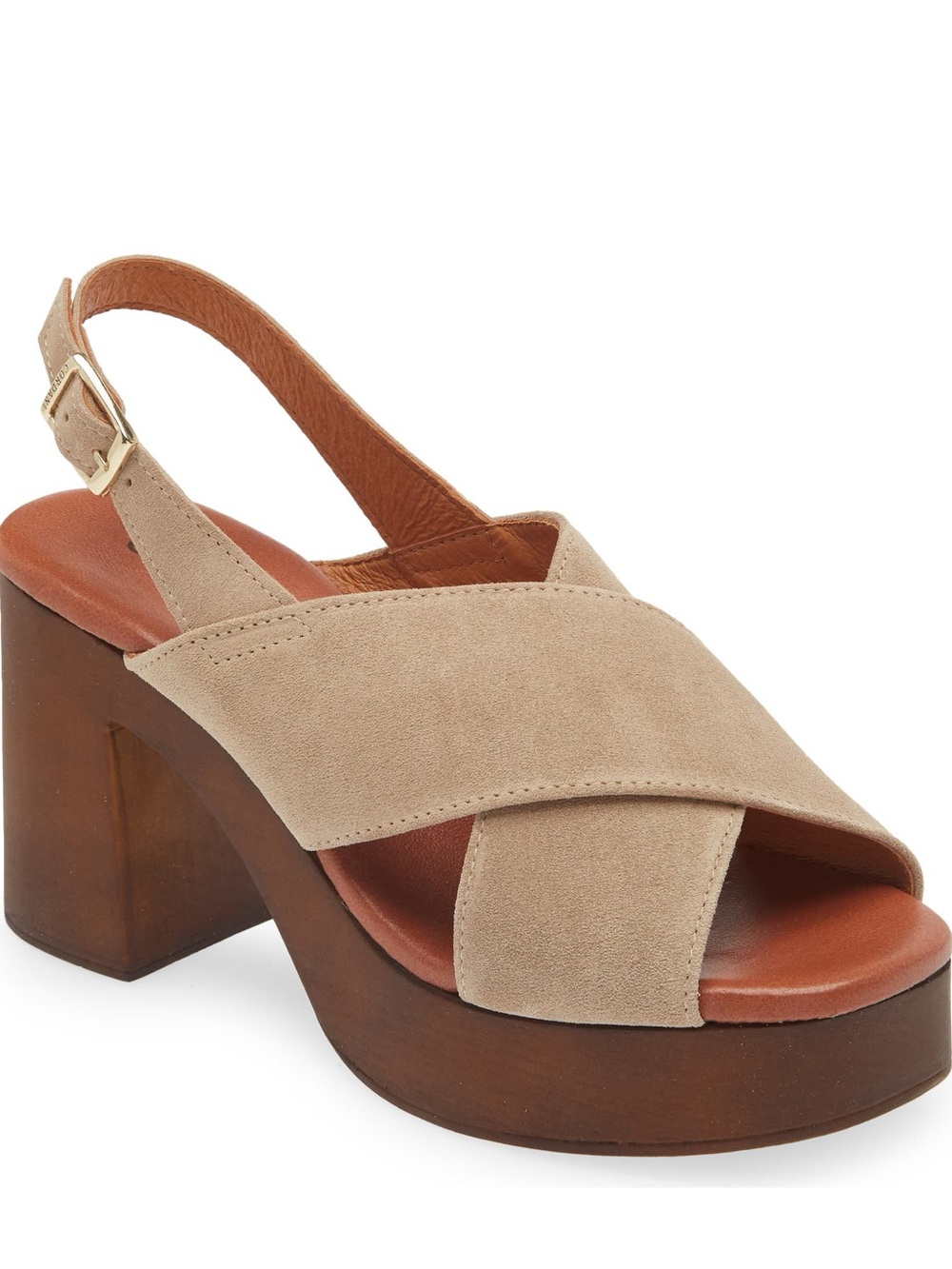 Cordani Wendy Slingback Platform Sandals Taupe Suede Size 39 / US 8.5-9 Italy